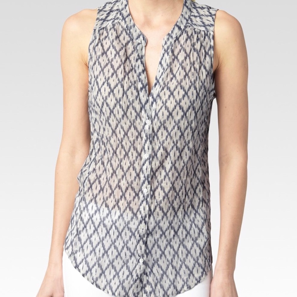 PAIGE Bonnie Button Down Sleeveless Grey Shirt